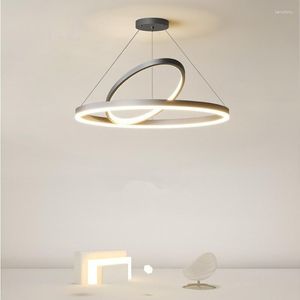 Lustres moderne salon LED lustre simple luxe chambre lampe minimaliste maître anneau restaurant