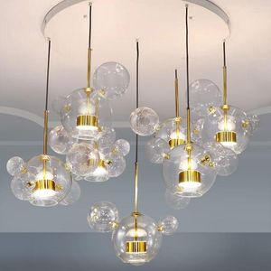 Lustres Moderne Salon Souris Verre Bulle LED Lampes Pour Dinging Luminaire Décoration Pendentif Lumières