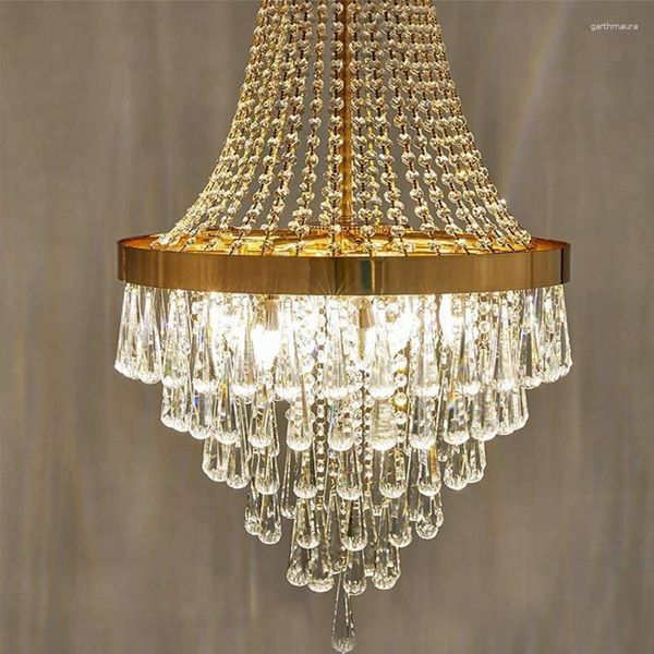 Lustres Moderne Loft Lustre En Cristal Éclairage Salon Viall Hall Grand Or Lampe Suspendue Chambre Designer Cuisine Chrome Led Lumière