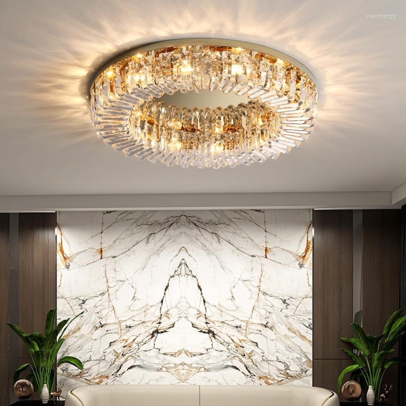 シャンデリアモダンな光沢クリスタルLED照明リビングルームの装飾天井シャンデリアランプクロムゴールドベッドルームライト