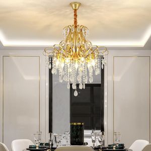 Kroonluchters Moderne luxe kristallen plafond kroonluchter voor eetkamer boerderij foyer huis goud decor Noordelijke keuken ijzer hanglamp lamp zwart