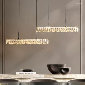 Kroonluchters moderne luxe kristallen kroonluchter voor eetkamer keuken eiland zilverachtige led hanger lamp bar suspensie decor verlichting armatuur