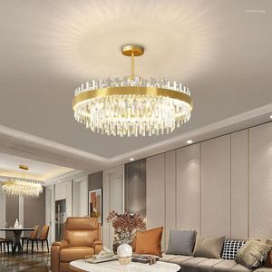 Kroonluchters moderne luxe kristal kroonluchter goud licht woonkamer led lamp eenvoudig huishouden ronde/rechthoekig dineren decoratief