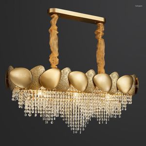 Chandeliers Modern Luxury Crystal Chandelier Living Room Dining Bedroom Model Rectangle Gold LED Light Designer