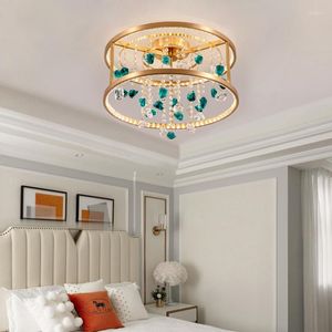 Candelabros de lujo moderno E14 Cristal de cobre Led Lámpara de techo Accesorios de iluminación para Loft Escalera Sala de estar Lámpara de baño