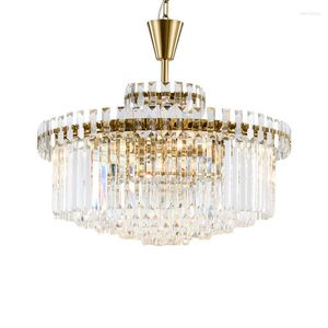 Candelabros de lujo moderno, lámpara grande de cristal, luminaria LED AC110V 220V, comedor dorado, sala de estar, accesorio de iluminación para el hogar