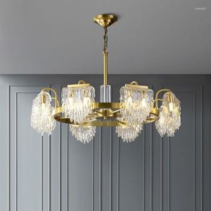 Kroonluchters moderne luxe led kroonluchter koper kristal glas creativelighting hangende armaturen voor dineren woonkamer slaapkamer huis deco g9