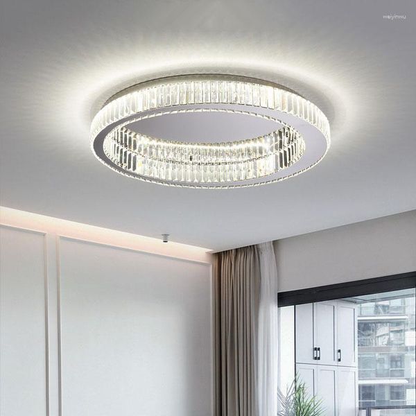 Lustres Moderne De Luxe Led Brillant Cristal Plafond Or Et Argent Rond Salon Lumières Décor À La Maison Éclairage Lumière Aérienne