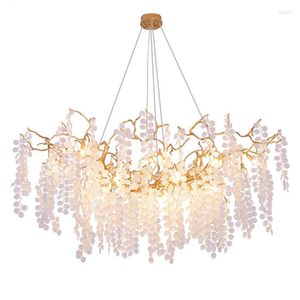 Candelabros Iluminación de lujo moderna Lámpara colgante de oro Colgante de cristal para sala de estar Comedor Dormitorio