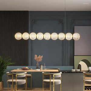 Lustres Moderne De Luxe Restaurant Boule Acrylique LED Lustre Café Cuisine Fer Forgé Électrolytique