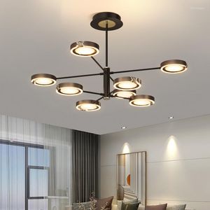 Lustres Style de luxe moderne LED lustre pour salon chambre salle à manger cuisine plafonnier cristal anneau conception suspension lumière