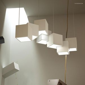 Kroonluchters moderne magische kubus hanglampen voor woonkamer ijzer hangende lampstudiebalk indoor lichten woning decor verlichtingsarmaturen