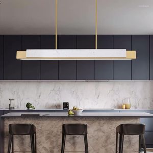 Kroonluchters moderne marmeren kroonluchter verlichting luxe minimalistische lange strip tafel bar led hanger hanging lampen voor plafond