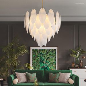 Lustres modernes en verre de marbre éclairage LED salon décor lustre intérieur suspendu Fixutres Suspension Luminaire