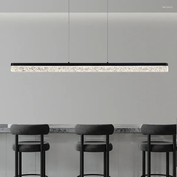 Lustres du minimalisme moderne lustre LED pour salle à manger du bar de cuisine chambre salon de vie noire de conception de résine