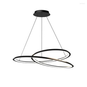 Lustres Moderne Minimaliste Noir Lustre Créatif En Aluminium Abat-Jour Salle À Manger Suspension Gel De Silice Suspension Lumières Pour La Décoration Intérieure