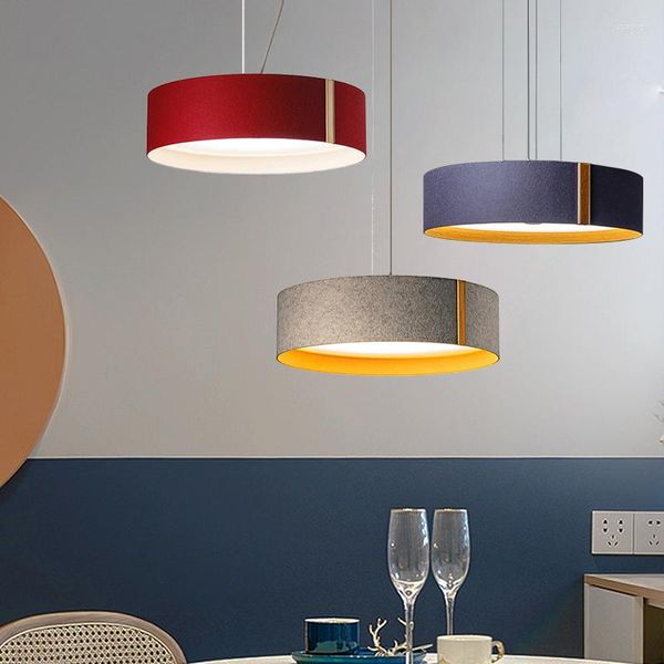 Lustres Lustre minimaliste moderne circulaire créatif restaurant salon étude chambre tissu feutre coloré