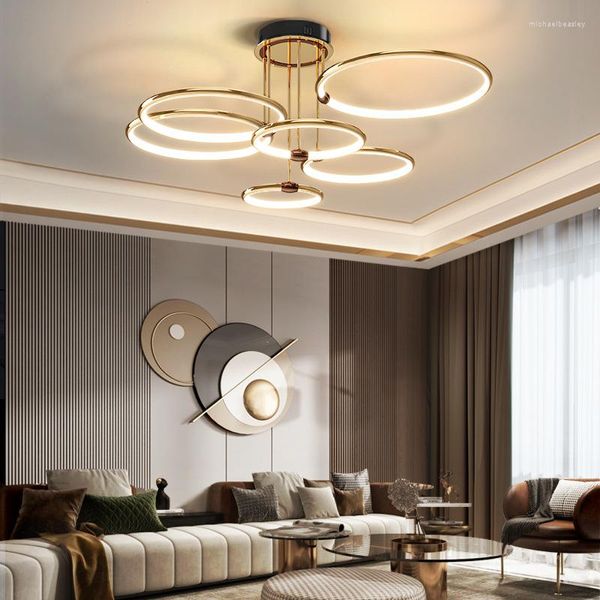 Candelabros de araña LED minimalistas modernos para sala de estar, restaurante, decoración circular, combinación redonda para el hogar, iluminación colgante