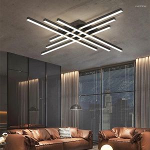 Candelabros Lámpara de techo de línea minimalista moderna para sala de estar Lámpara de araña Cocina Dormitorio Luces de tira LED Lustre Accesorios de iluminación