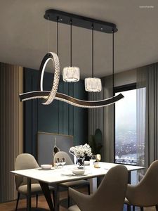 CHANDELIERS MODERNAL MINIMALMAUX CHANDELIER Long Strip Home Home Light Luxury suspension de la lampe suspendue Bar Crystal