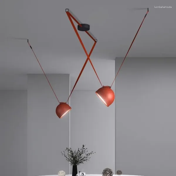 Lustres modernes minimalistes Restaurant pendentif lumières à manger table de table de barre duplex de construction décoration de courroie de construction lampes