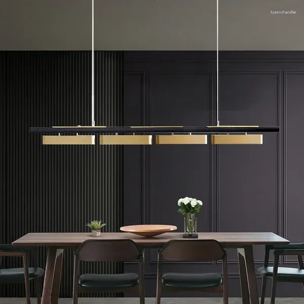 Lustres de la bande minimaliste moderne LED PENDANT Long pour table salon de salle à manger tablier