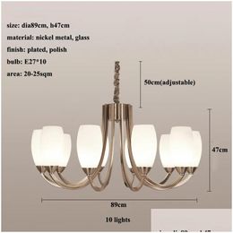 Kroonluchters Moderne nikkel metalen LED GLAS HANDELIJKE Eettafel Kamer Decor Slaapkamer Paarden Lichten Aarsturen Luminaire lampen Drop Dhltz