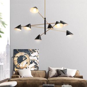 Kroonluchters Moderne Noordse Zwarte LED-plafondkroonluchter Binnenverlichtingsarmaturen voor slaapkamer Woonkamerlamp