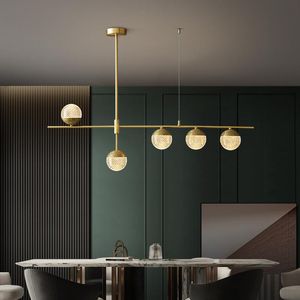 Kroonluchters Moderne Noordse koper Luxe Led kroonluchter Ling Living Living Eetkamer eiland hanglamp keukenbar koffie deco hangend licht