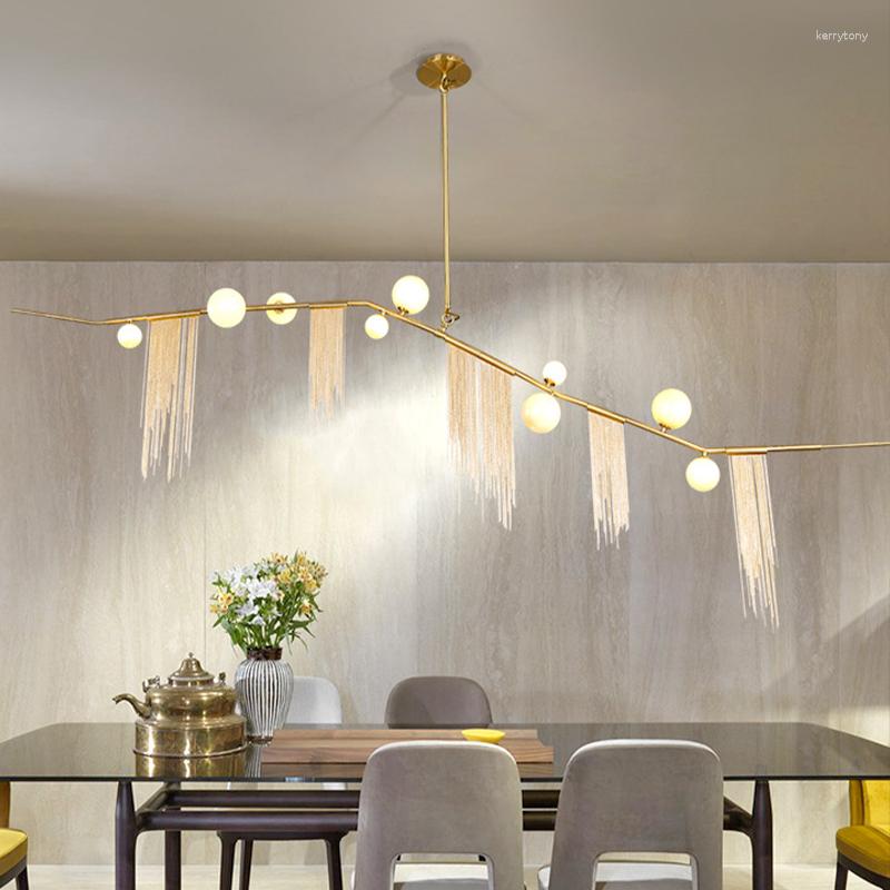 Chandeliers Modern Nordic Designer G9 LED Chandelier Gold Tassel Pendant For Living Room Dining Luxury Ceiling Hanging Lamp Fixtures