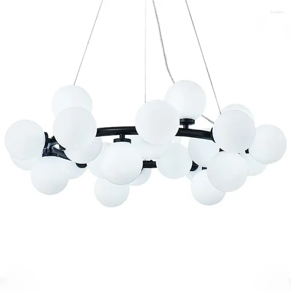 Lustres Moderne nordique G4 Led lustre Style blanc boule de verre lampe pour salon cuisine éclairage décoration maison plafonniers