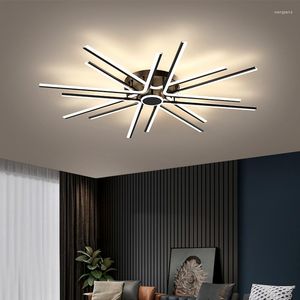 Candelabros Moderno nórdico simple diseño negro LED lámpara para sala de estar dormitorio comedor cocina lámpara de control remoto luz de techo