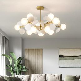 Kroonluchters moderne Noordse stijl LED kroonluchter voor woonkamer slaapkamer eetkamer keuken hanglamp lamp witte glazen bal hangend licht g9