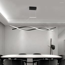 Kroonluchters Moderne hanger kroonluchter voor kantoor eetkamer keuken aluminium golf glansvoeten verlichting armaturen