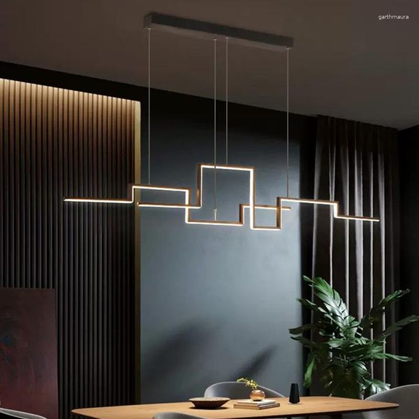 Candelabros Luces colgantes modernas Lámpara de techo de línea larga Iluminación para cocina Comedor Sala de estar Dormitorio Lámparas de fijación