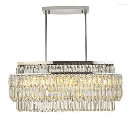 Lustres rectangle rectangle cristal lustre vivant les lumières LED AC110V 220V Luster Cristal Dining Plafond Verlichting