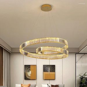 Candelabros moderno restaurante Lustre cristal colgante luces de lujo sala de estar Kitcheb LED Luminarias lámpara regulable lámparas de decoración