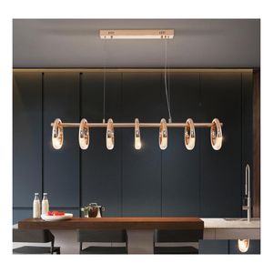 Lustres Moderne Anneau Lustre Pour Cuisine Island Rec Or Rose Cristal Suspensions Conception Led Salle À Manger Suspension Fil La Dhzn2