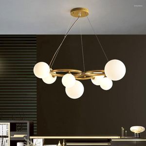 Kroonluchters moderne ringcombinatie hanglampen glazen lampenkap voor dineren woonkamer midden tafel keuken huisdecor lusters