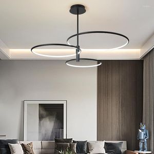 Lampadari Moderni Anelli girevoli Led Lampadario Illuminazione Soggiorno Decor Lampada a sospensione Lampade Apparecchio per camera da letto