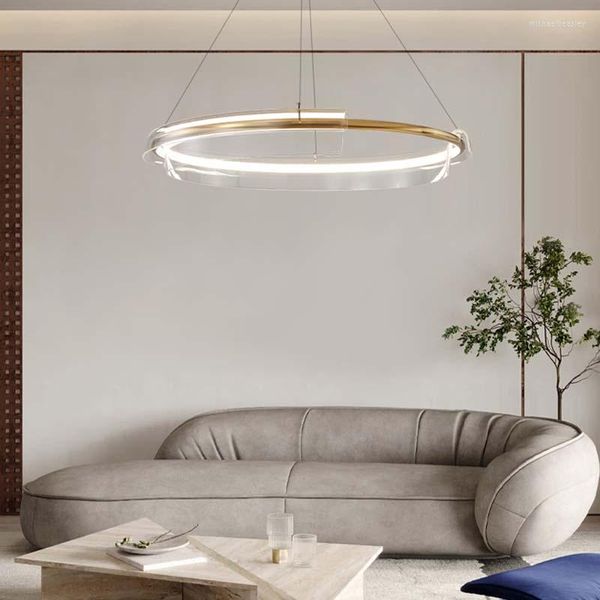 Lustres Moderne Rond Acrylique LED Lustre Éclairage Salon Restaurant Bar Loft Maison Décoratif Lampes Et Lanternes