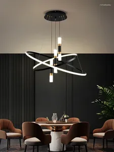 Lustres à rond moderne LED pour le salon salle à manger de cuisine îlot lustère pendentif lumières luminaire décoration intérieure éclairage
