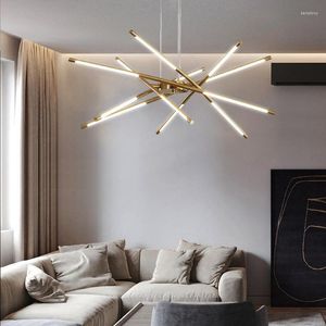 Lustres moderne vis hélice Led pour salon salle à manger lampes suspendues fer Art bâton lumineux décor à la maison LOFT suspendu