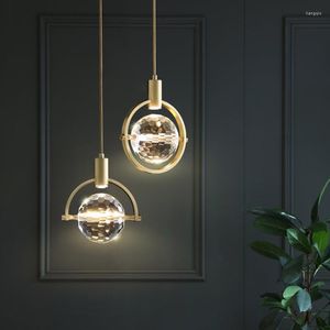 Lustres Moderne Simple Ins Style Tout Cuivre Corps De La Lampe Cristal Verre Led Lustre Est Adapté À La Décoration De Salon Et De Café