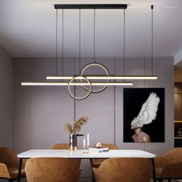 Kroonluchters Modern Simple Style Design Led Pendant Lamp voor eetkamer keukenbar woonslaapkamer zwart plafond kroonluchter licht