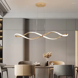 Lustres Moderne Simple Style LED Lustre Pour Salle À Manger Cuisine Bar Salon Chambre Plafonnier Art Courbe Conception Lampes Suspendues