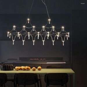 Lustres modernes en acier inoxydable lustre en cristal décor de salle à manger éclairage créatif cuisine île lampe suspendue