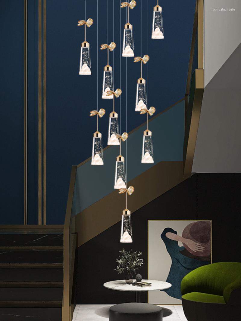 Lampadari Scale moderne Lampadario di cristallo a bolle Soggiorno Decor Loft Light Fixture Isola della cucina Lampade a sospensione a soffitto