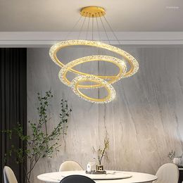 Lustres Style Moderne LED Lustre Pour Salon Salle À Manger Chambre Cuisine Plafond Suspension Lampe Or Anneau Conception Suspension Lumière