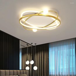 Kroonluchters moderne stijl led kroonluchter voor slaapkamer woonkamer keukenstudie plafondlamp gouden ovale ring eenvoudig ontwerp afstandsbediening licht licht